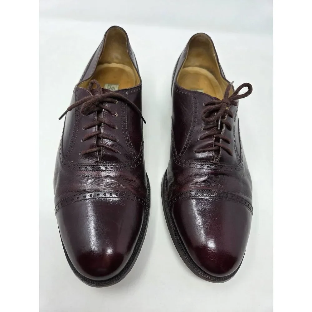 BRAGANO COLE HAAN CORDOVAN BROGUE CAPTOE OXFORD DRESS SHOES MENS SIZE 12 D ITALY